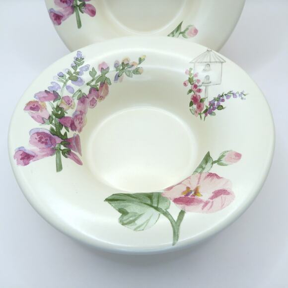 Pfaltzgraff Cape May Stoneware Pillar Solitude Candle Holder Birdhouse Set of 2 - Picture 2 of 13